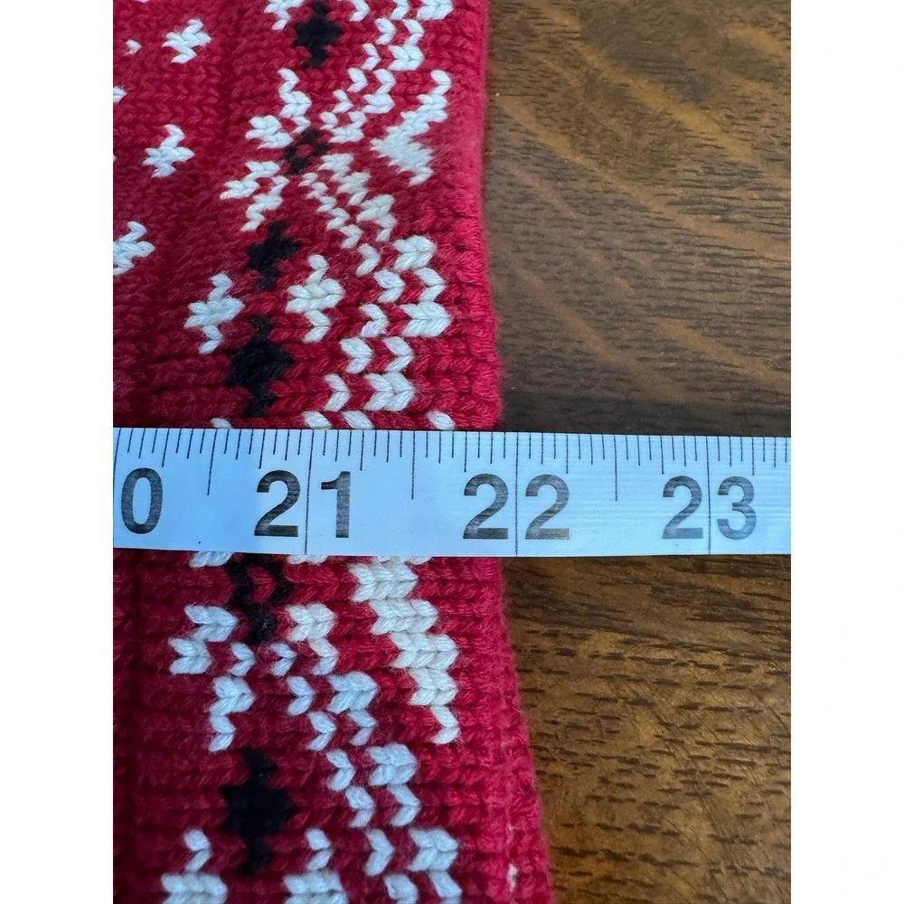 L.L. Bean Sweater Cardigan Womens S Red 100%‎ Cotton Fair Isle Holiday Ski Knit